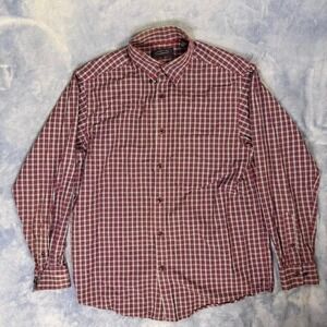 Roundtree & Yorke Red + white plaid button-up shirt Size M